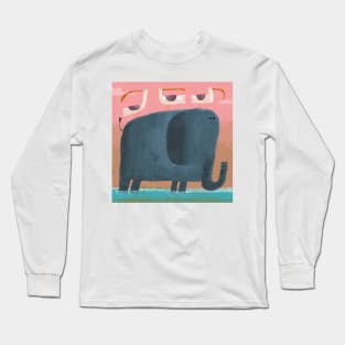 Elephant with pesky birds Long Sleeve T-Shirt